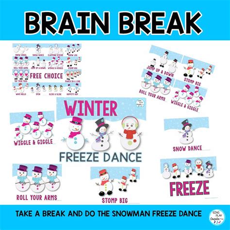 Winter Snowman Freeze Dance, Brain Break, Exercise, Movement Activity ...