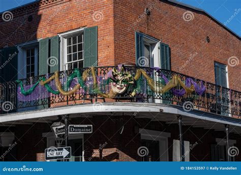 Mardi Gras Decorations on Balcony Editorial Photography - Image of ...