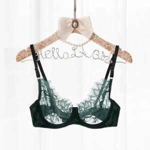 Dark Green Satin Lace See Through Pc Lingerie Set With Garter Etsy