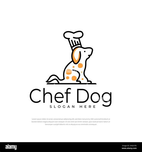 Dog Food Chef Logo Facing Simple Line Style Icon Symbol Illustration