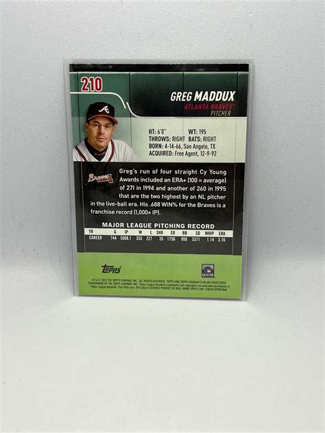 Topps Stadium Club Black Foil Greg Maddux For Sale Online