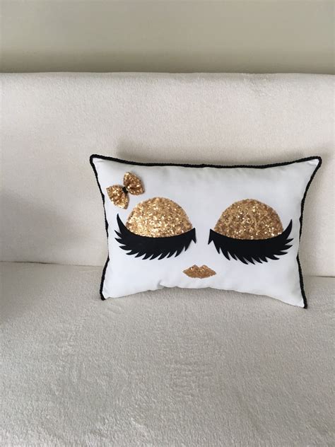 Gold Eyelash Pillow Handmade Decorative Throw Pillow Sequin Etsy