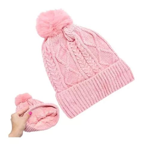 Touca Toca De L Grossa Gorro Pompom Forrada Pelinho Feminin