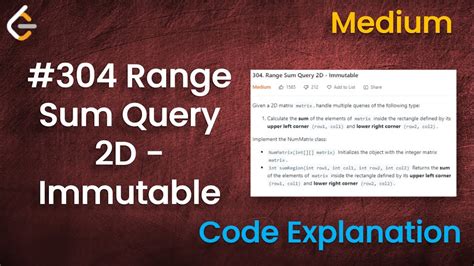 Range Sum Query 2D Immutable Live Coding With Explanation