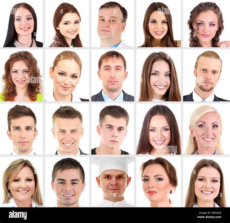 Collage de muchas caras humanas diferentes Fotografía de stock Alamy