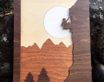 Mountain Climber 3D Laser Cut Shadow Box Wood Scene Inlaid Etsy