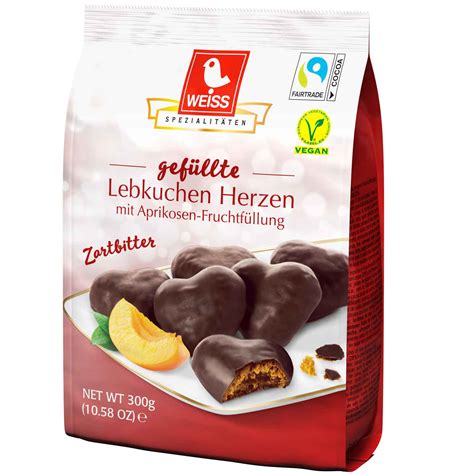 Weiss Gef Llte Lebkuchen Herzen Zartbitter G Online Kaufen Im