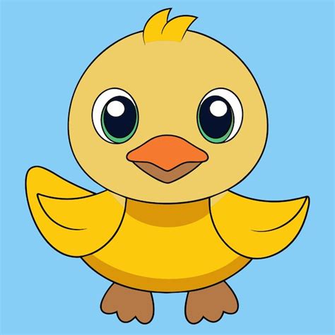 Un mignon canard de dessin animé Vecteur Premium