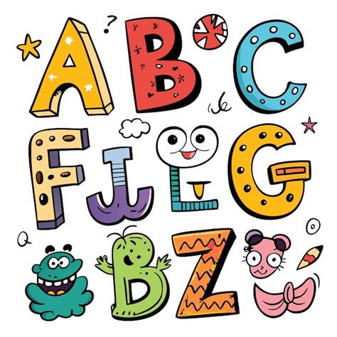 Letras Coloridas Del Alfabeto De Dibujos Animados A B C F J L G B Z Con