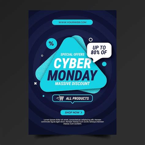 Plantilla De Cartel Vertical Plano De Cyber Monday Vector Gratis