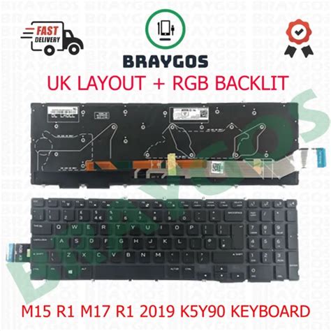 FOR DELL ALIENWARE M15 R1 M17 R1 2019 K5Y90 UK Laptop Keyboard With RGB