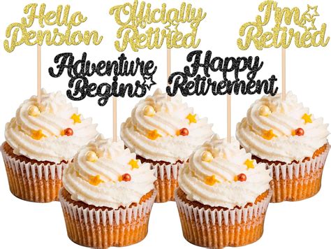 Amazon Pcs Happy Retirement Cupcake Toppers Glitter I M Retired