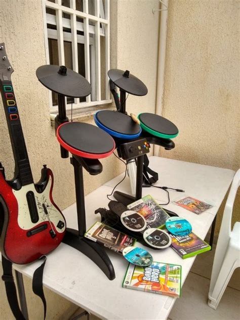 Bateria XBOX 360 Guitar Hero 2 Guitarras 7 Jogos Moleza Desapega