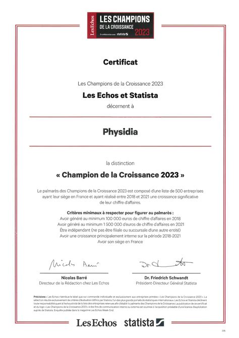 Champions De La Croissance 2023 Physidia à Nouveau Sur Le Podium