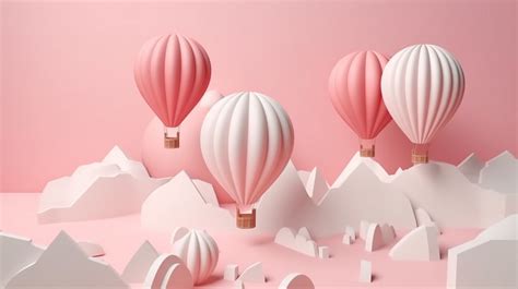 Hot Air Balloon Background Group Of Balloons On A Pink Backgrounds ...