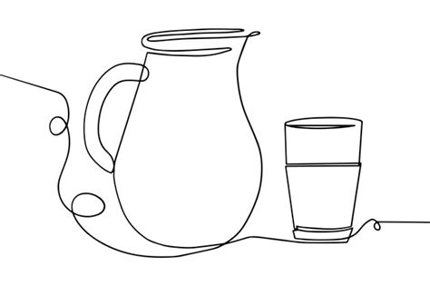 Une Cruche Et Un Verre De Lait Illustration Vectorielle Dans Un Style