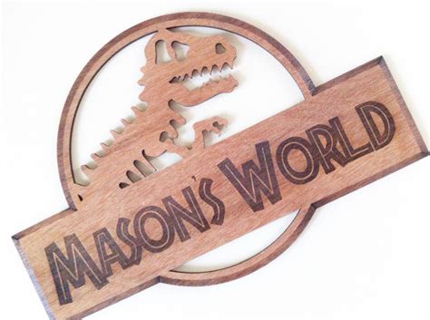 Jurassic Inspired Dinosaur Wooden Personalised Sign Boys