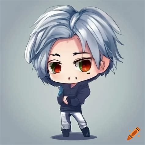 White Haired Chibi Character With A Stylish Hoodie On Craiyon