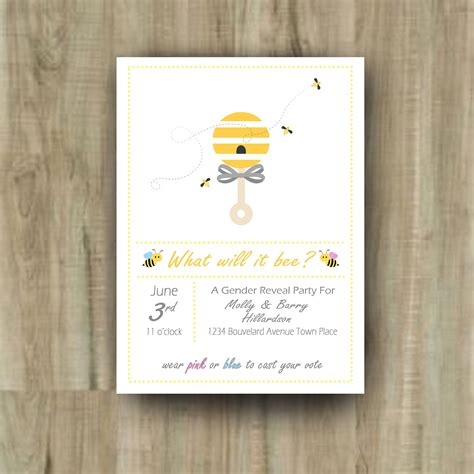 Honey Bee Gender Reveal Party Invitation Printable Etsy