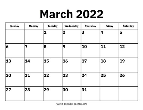 March 2022 Calendars – Printable Calendar 2022