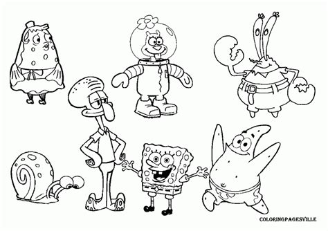 Spongebob Characters Coloring Pages - Coloring Home