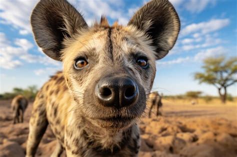 Premium Photo Close Up Portrait Of A Hyena Detailed Image Of The Muzzle