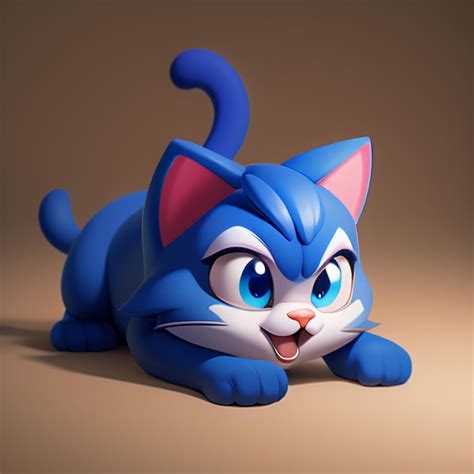 Premium AI Image | Cute cat head portrait cartoon animation 3D ...