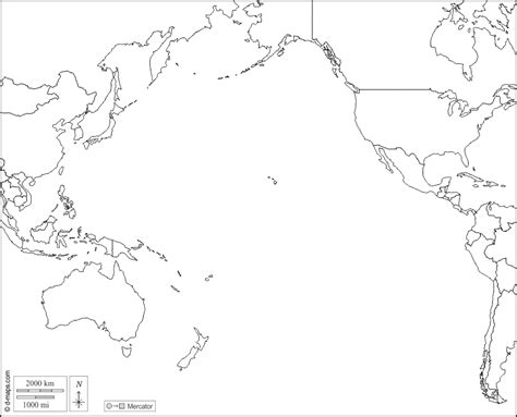 Océan Pacifique Carte Géographique Gratuite Carte Géographique Muette