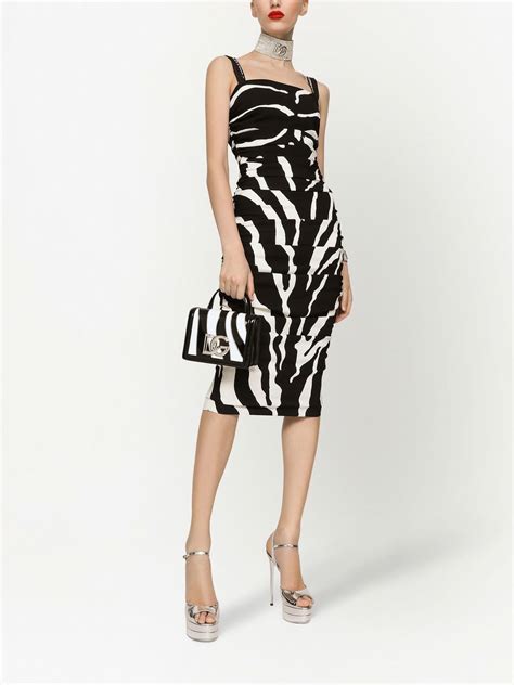 Dolce Gabbana Cady Zebra Print Midi Dress Farfetch