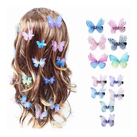 12 Colores Mezcla Mariposa Pasador Moños Para Niñas Moda 3d Meses sin