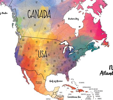 Labeled Map Of The United States And Canada – The World Map