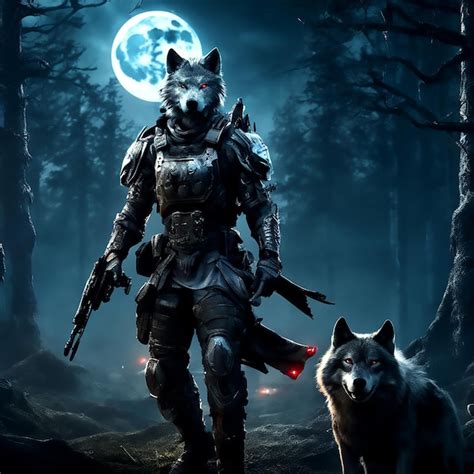 Premium AI Image | Wolf Warrior In Armor With Futuristic Weapons With A ...