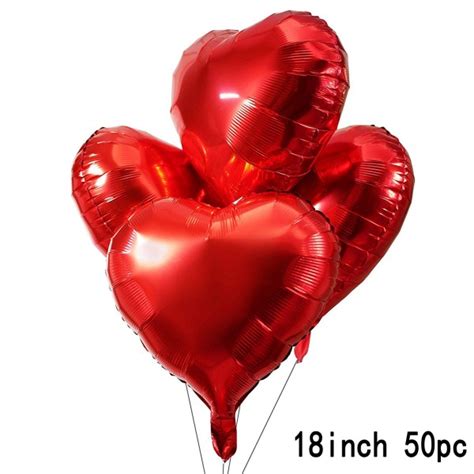 Inch Red Love Heart Foil Mylar Balloons Valentines Day Wedding