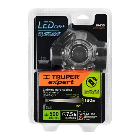 Linterna De Minero 1 LED Cree 500 Lm Recargable Expert Linternas De