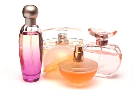 Ensemble De Bouteilles De Parfum Sur Le Fond Blanc Image Stock Image