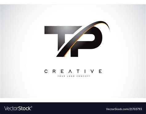 Tp T P Swoosh Letter Logo Design With Modern Vector Image