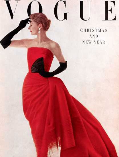 Vogue Copyright 1950 Lady In Red Christmas New Year Mad Men Art Vintage Ad Art Collection