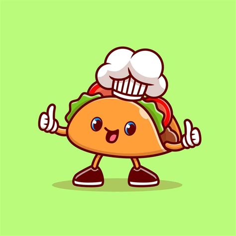 Linda Taco Cocinero Vistiendo Gorra Dibujos Animados Vector Icono