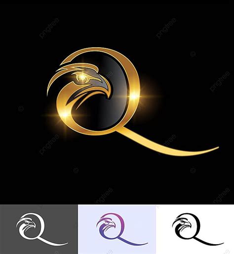 Golden Eagle Monogram Initial Letter Q Simple Elegant Font Vector