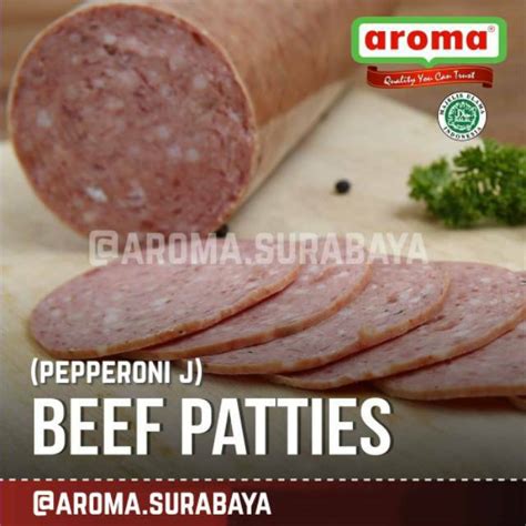 Jual AROMA Beef Patties J Pepperoni 1000gr 1kg Daging Sapi Peperoni