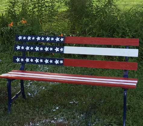 Patriotic Park Bench Used Stencil For The Stars Pallet Flag Outdoor