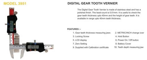 Lcd Stainless Steel Gear Tooth Vernier Caliper For Industrial