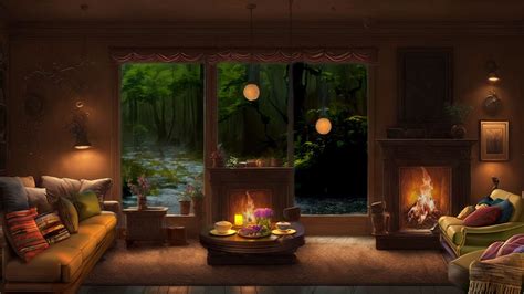 Rain sound with fireplace atmosphere - YouTube