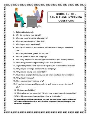 Basic Interview Questions To Ask Candidates Template