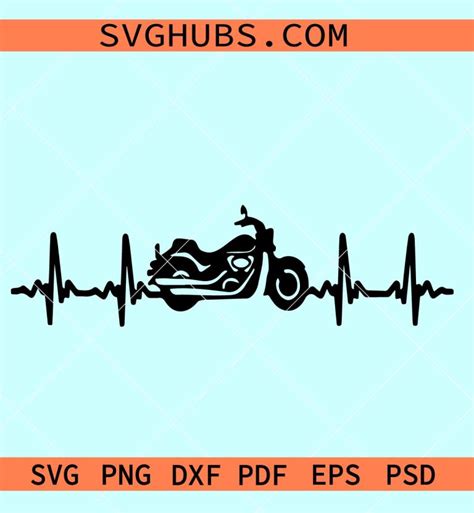 Motorcycle Ekg Svg Biker Ekg Svg Motorcycle Heartbeat Svg