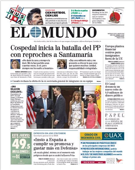 Las Portadas De Los Periódicos De Hoy Miércoles 20 De Junio De 2018