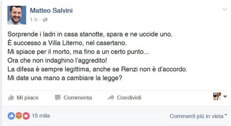 Uccide Ladro In Casa A Villa Literno Salvini Ora Non Indaghino L