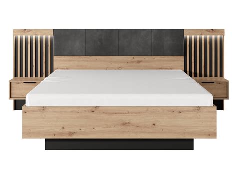 Cama Mesas De Cabeceira X Cm Leds Natural E Preto