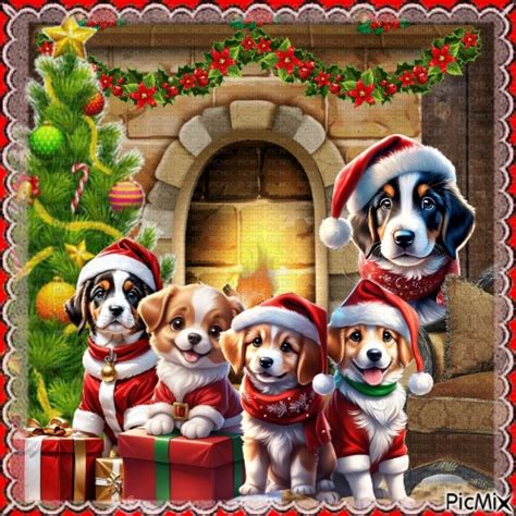 Joyeux Noël avec des chiens Free PNG PicMix