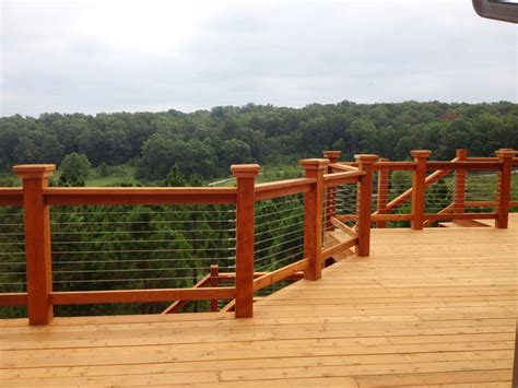 Cable Deck Railing Wood Posts | Cable railing, Cable railing deck ...